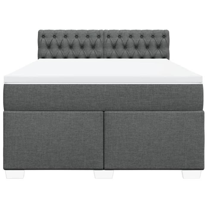 Maison Exclusive - Sommier à lattes de lit avec matelas Gris foncé 140x200cm Tissu