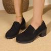 2024 Hot Selling Spring and Autumn Women's Shoes Fashionable Round Toe Solid Color Suede Medium Heel Slip-On Women's High Heels