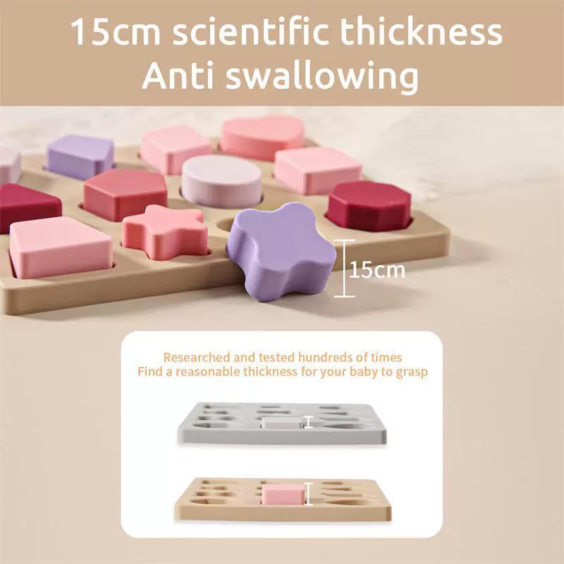 Food Grade Silicone Childrens Puzzle Toy With Geometric Blocks For Early Education And Parentchild Play