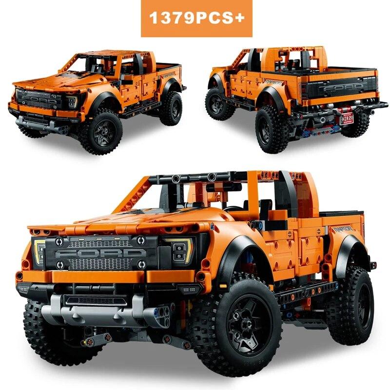 Технические Ford Raptors Пикап Спортивный автомобиль Строительные блоки Гоночный автомобиль Модель Кирпичи Игрушки для детей Подарок