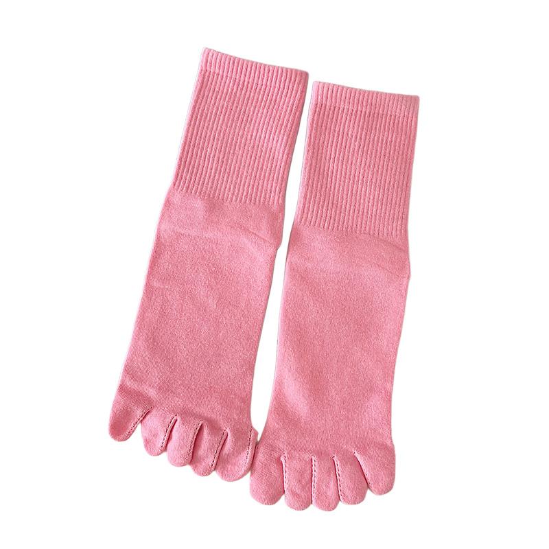 1 пара носков Harajuku из органического хлопка с пятью пальцами, мягкие чулки, эластичные носки с пальцами, женские носки средней длины, однотонные, дышащие