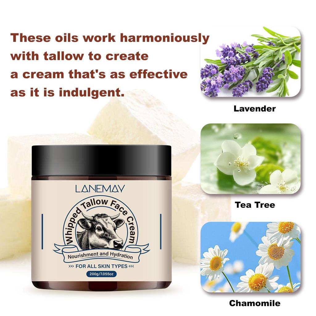 Whipped Tallow Face Cream-Moisturizing Dry Skin-Keep Complexion Glowing And Healthy-Suitable For All Skin Types, 200g