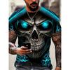 Men's 3D Skull Print T-Shirt | Oversized Short Sleeve | Lightweight Polyester | Round Neckline | Casual Wear | Gothic Fashion