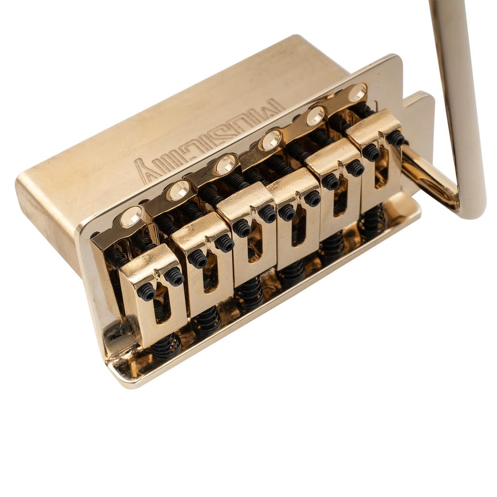 Musiclily Pro Modern 6-точечный блок тремоло, бридж 36 мм, цельный латунный блок для гитары Squier Strat Electric Gold 10,5 мм,