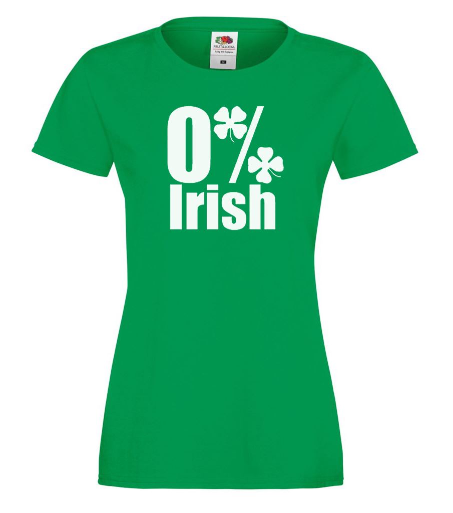 Unisexs 0 Irish Four Leaf Clover Ireland St Patricks Day Lady Fit Green TShirt