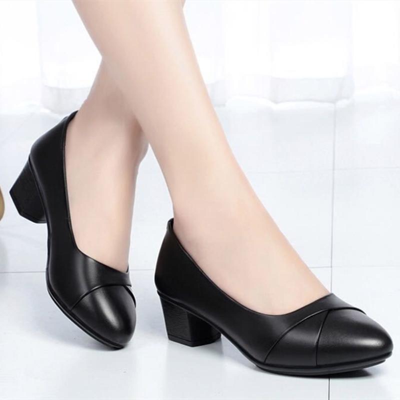 Sapatos Femininas Women Classic Round Toe Office Career Work High Heel Shoes Lady Cool Comfort Party Daily Shoes Ba423