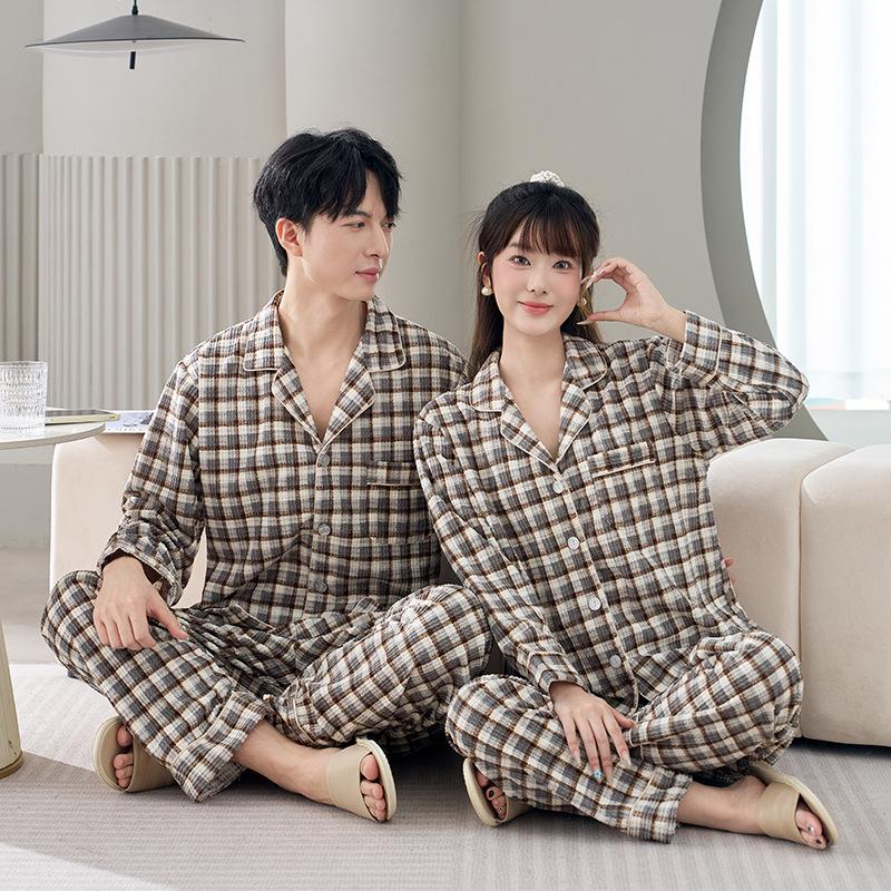 Autumn 2025 Plaid Fleece Couple Pajamas: Long Sleeve & Pants Set