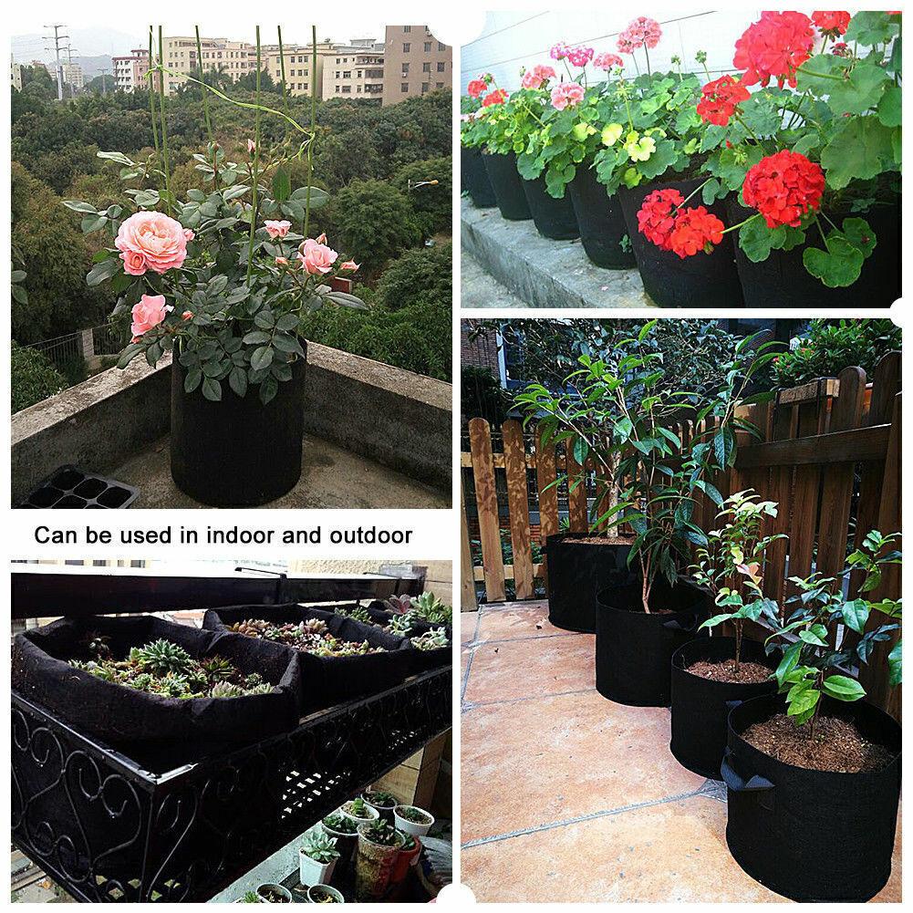 10Pack 3/5/7/10/Gallon Fabric Root Pots Home Garden Smart Plant Grow Bags UK