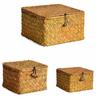 Rattan Weaving Wicker Shelf Baskets Lid Wardrobe Hot Sale Storage Box with Lid  Bedroom