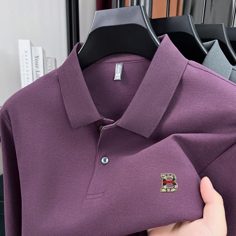 100% Хлопок Роскошный Весенне-Осенний Сезон Новинка Горячая Распродажа Удобная Рубашка Поло Мужская Гольф Повседневная Значок с Буквами С Длинным Рукавом Топ