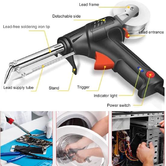 Комплект из пяти предметов для сварки Ayyecoeeye, универсальный сварочный пистолет Ayyecoeeye, промышленные лазерные сварочные инструменты с внутренним нагревом, поставляется с 1 рулоном запасной жести