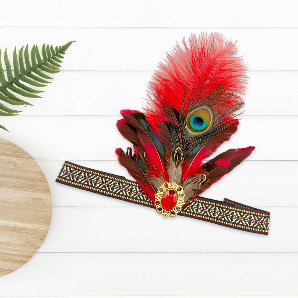 Bohemian Feathered Hairband Carnival Celebration Party Headband Adult Cosplay Hairhoop Ethnic Hairband for Theme Event