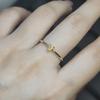 Small Fresh Water Drop-Shaped Yellow Diamond Ring Female Simple Gold-Plated Fixed Mouth Small Tail Ring Stacked With Greenstone Ring