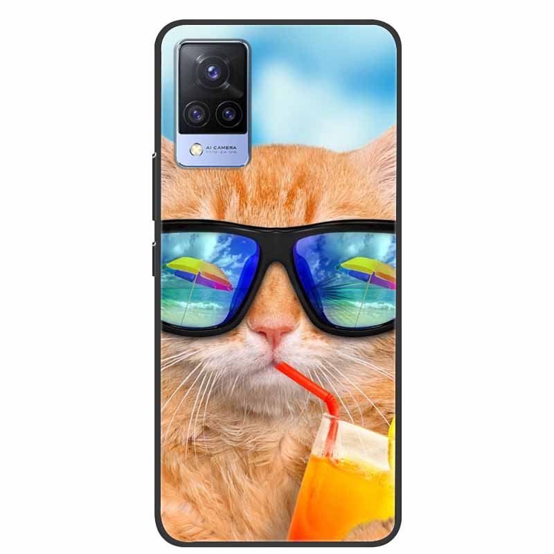 For Vivo S9 V21 V21e Case Black Silicone Back Cover Case For Vivo V21 S9 V21e Phone Cases Cover V 21 e S 9 Funda Coque Cartoon