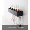 Yamazaki Tower Magnetic Storage Rack, Black, Approx. W24.5 X D7.2 X H5.3cm, Small Item Storage with Hooks, 4847