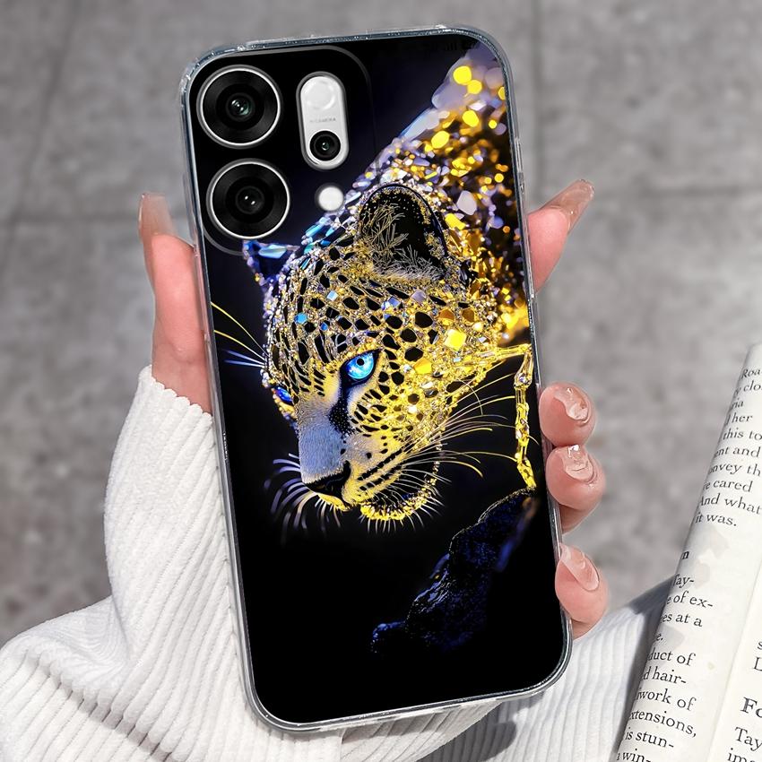 Прозрачный противоударный чехол для телефона для Oppo Reno14 13 12 11 10 9 Pro 14F 13F 12F 4G 5G Смешные узоры черного кота Мягкий силиконовый противоскользящий чехол для Oppo Чехлы