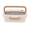 Пластиковый 3-секционный ланч-бокс 1000 мл, пригодный для микроволновой печи, бенто-бокс для детей, взрослых, студентов, офисных работников, бежевый