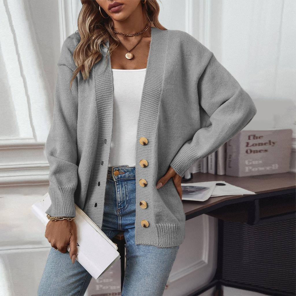 Женская мода повседневный трикотажный однотонный кардиган с капюшоном свитер пальто