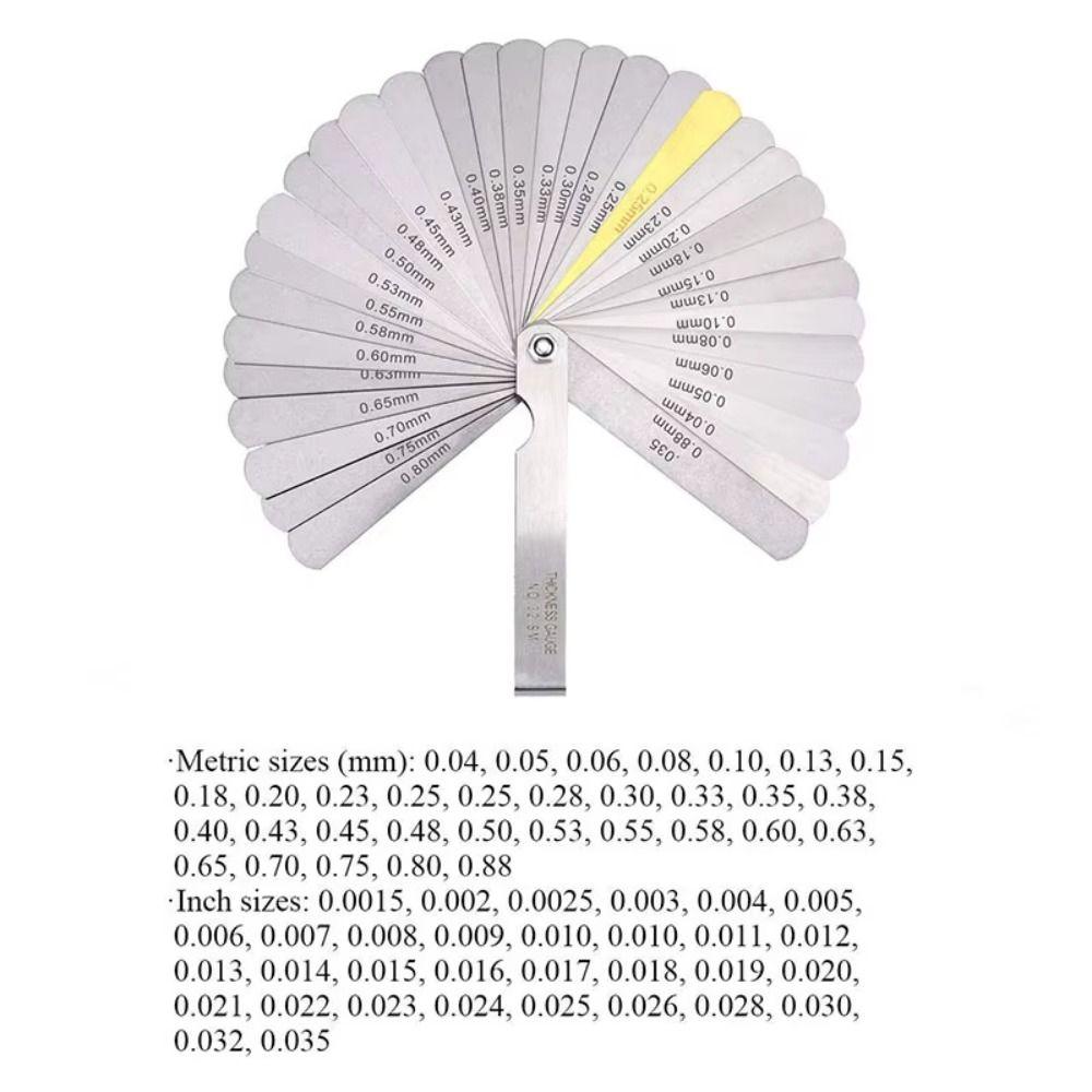 32pcs Blades Thickness Tester Metric 0.04-0.88mm Valve Tools Set Gap Filler Spark Plug Measurement