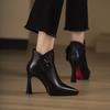Ladies Pointed Toe High Heel Shoes Ankle Women's Boots Hot Sale Elegant Modern Boots Women Solid Buckle Zipper Female Shoes