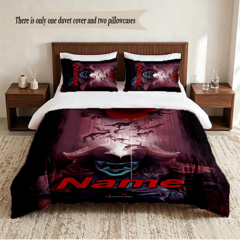 Pennywise Personalized Custom Name 3‑Piece Bedding Set Soft Duvet Cover Set For Bedroom Home Decor