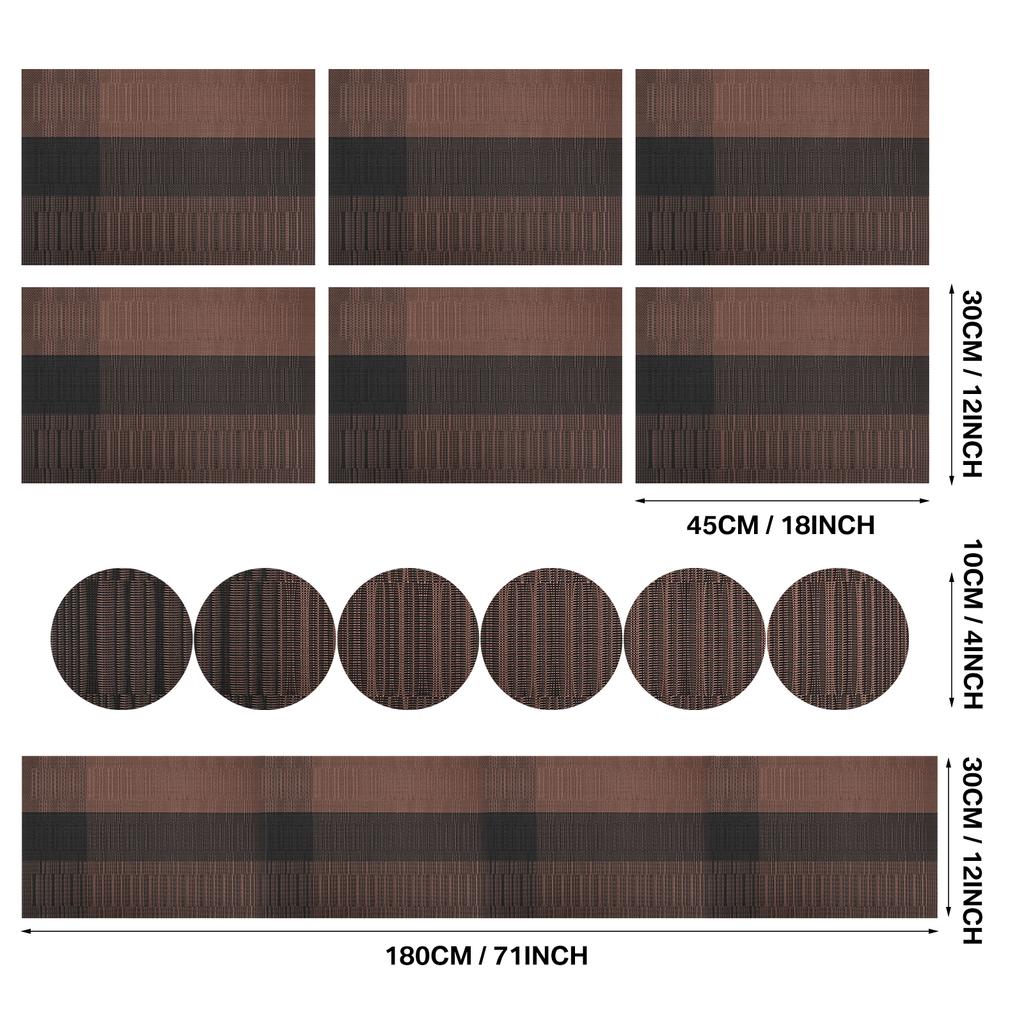 Набор из 6 подставок под приборы с подставками, черные подставки под стол, переплетенные виниловые, нескользящие, моющиеся, для обеденного стола, кухни, ресторана