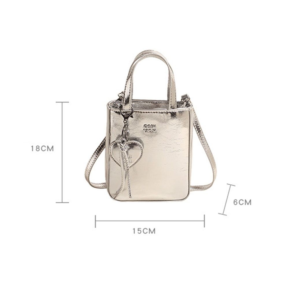Trend Korean Pu Leather Shoulder Bag Silver High Quality Crossbody Bags Mini Small Square Bag for Women Lady