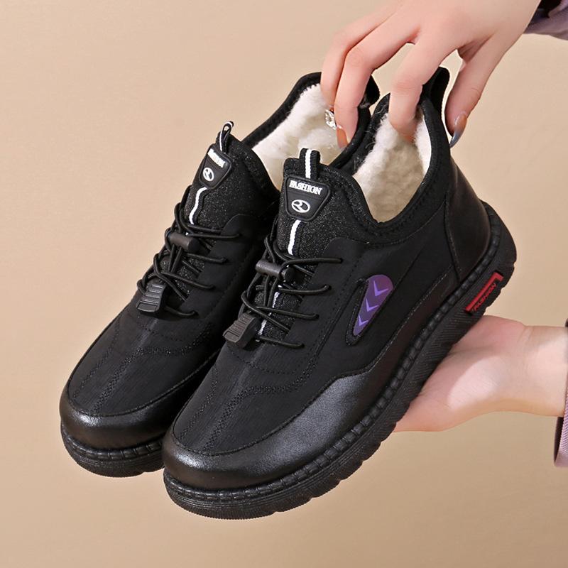 Женские зимние толстые теплые кроссовки на флисовой подкладке, уличная обувь с противоскользящей подошвой для женщин, легкая повседневная спортивная обувь на меховой подкладке