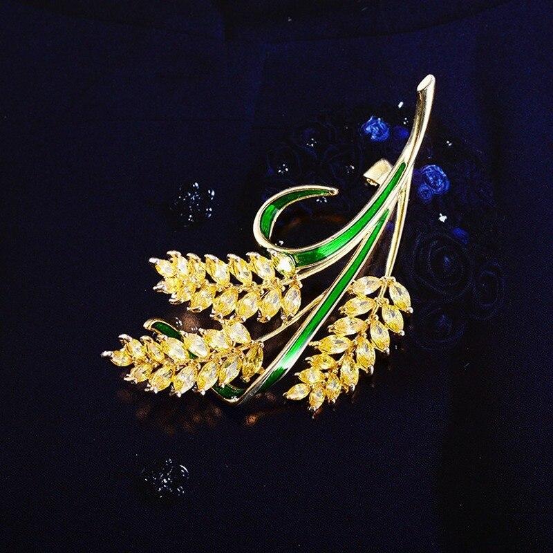 Blucome New Quality Fashion Enamel Pins Wheat Shape for Women Men Suit Coat Hijiab Pins