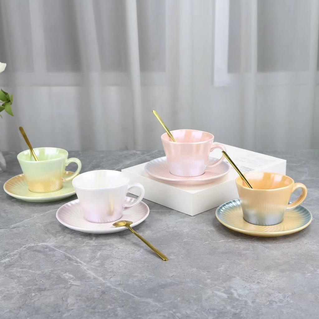 Кофейная чашка с перламутровой глазурью, красочная чашка в океанском стиле, градиентная парная кружка, бизнес-подарок, чашка для воды