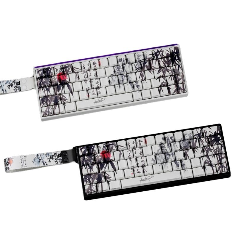 PBT кейкапы с тематикой Бамбуковый Лес, оригинальный профиль, сублимационная печать сбоку, для 61 64 68 ANSI ISO механических клавиатур