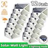 4 шт. Уличные беспроводные солнечные фонари 100 LED, водонепроницаемые, с датчиком движения, для обеспечения безопасности, настенное освещение для улицы, для двора