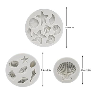 Морская тема Силиконовая форма для мастики, шоколада, льда - Украшение для кексов - Морской конёк, Морская водоросль, Морская рыба, Краб, Коралл, Раковина