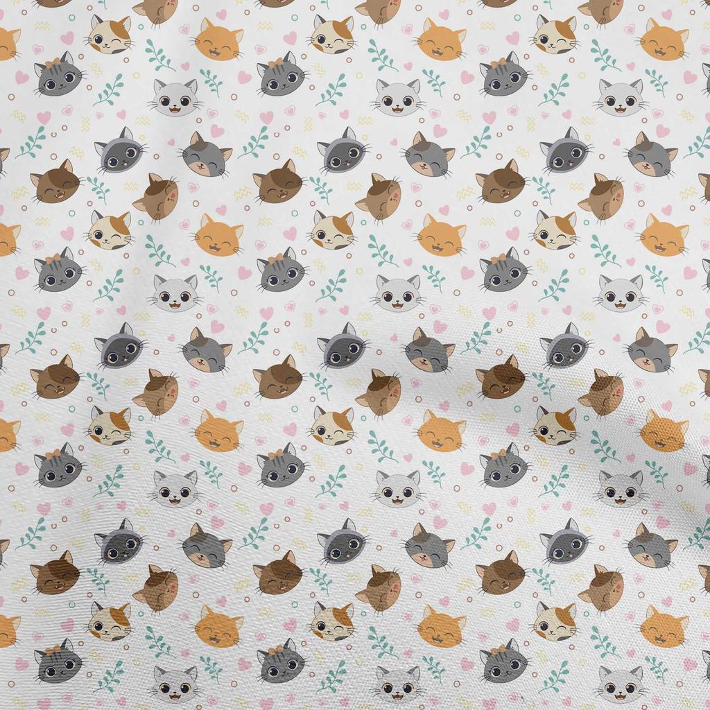 oneOone Ткань Cotton Flex Gray с цветочным принтом и изображением щенков, швейный материал, ткань по ярдам, 40 дюймов