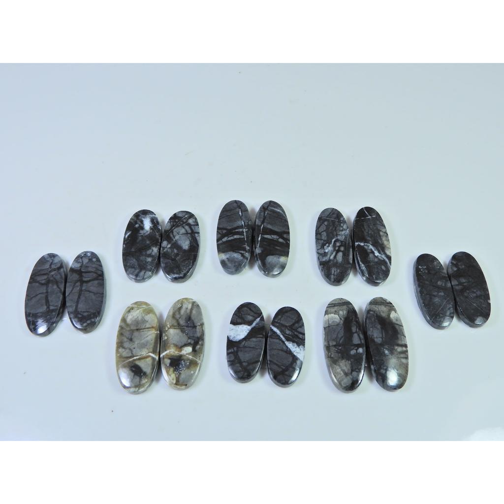 21-26 мм Натуральная яшма Пикассо Парный набор Овальный кабошон Драгоценный камень Лот из 8 пар C-788