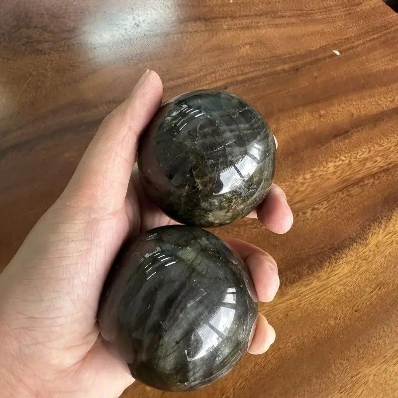 Натуральный Камень Кристалл Круглые Бусины из Лабрадорита Шарик для Массажа Рейки Полировка Сила Рейки Декор для Гостиной Поделки 118