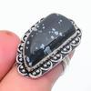 Кольцо из стерлингового серебра 925 пробы с натуральным обсидианом в виде снежинки, размер 6,5 O7j50