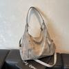 Vintage Frosted PU Leather Shoulder Bag For Daily Used Double Zipper Casual Tote Women's Crossbody Bags For Commuting