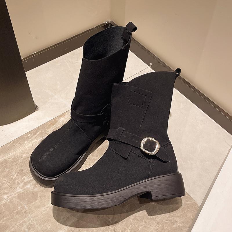 Ботильоны женские на платформе, туфли на каблуках, дизайнерские замшевые туфли на толстом каблуке, тренд 2024 года, готические туфли на среднем каблуке, модные туфли «Челси»