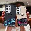 Airplane Mountain Print TPU Leather Texture Case For Samsung S25 S24 FE S23 Ultra S22 A56 A36 A16 A15 A55 Shockproof Soft Matte Phone Cover