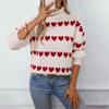 Women's Fall/winter Sweater Loose Casual Love Jacquard Turtleneck Pullover Knit Sweater