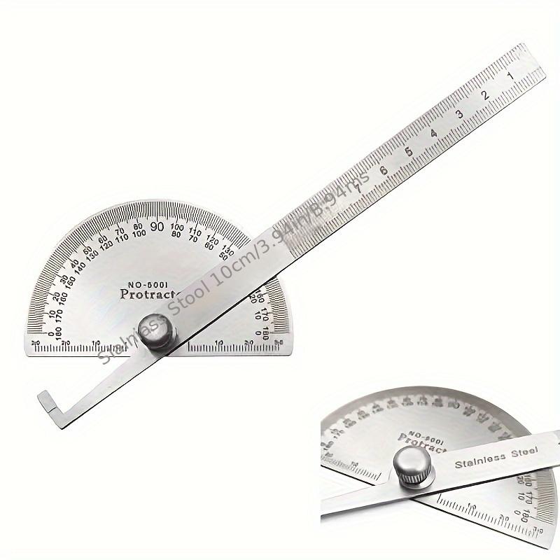 Прецизионный угломер из нержавеющей стали - регулируемая линейка 0-180 градусов, 3,94-дюймовый инструмент для измерения по дереву с защитными колпачками