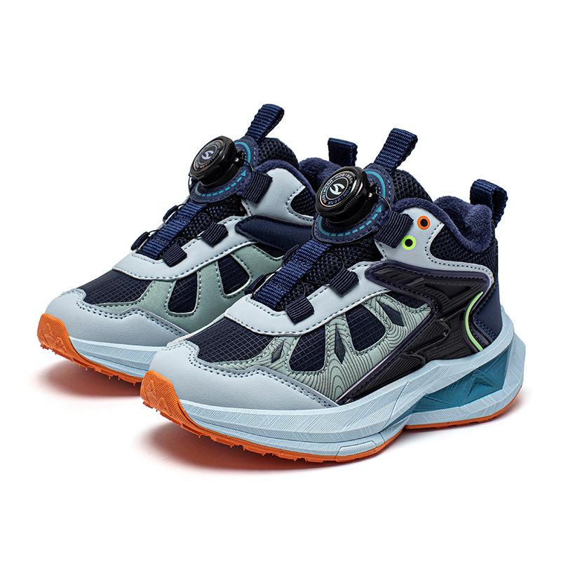 Kids Winter Sneakers Fleece Lined Warm Running Shoes Boys Girls Outdoor Sports Shoes Rotary Buckle Non-Slip Trainers