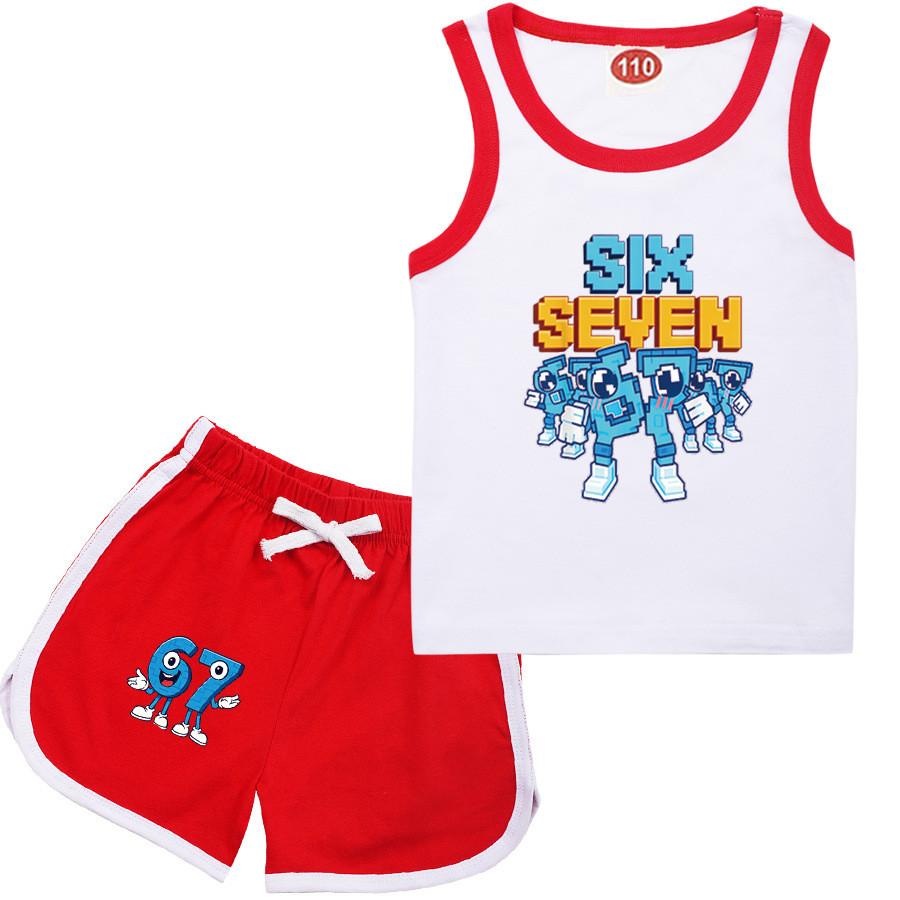 9193 Детские Украсть Мозговую Гниль 67 Принт Топ Брюки Спортивный Костюм Комплекты