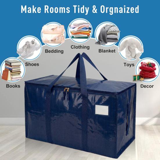 Сумки для переезда с ручками для переноски Сверхпрочные Водонепроницаемые Хозяйственные сумки Большой вместимости Складные сумки для хранения для общежития, путешествий, кемпинга