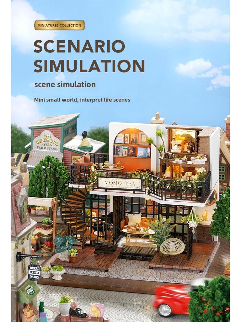 Хижина в джунглях Momocha своими руками: Модель двухэтажной виллы в стиле ретро для девочек