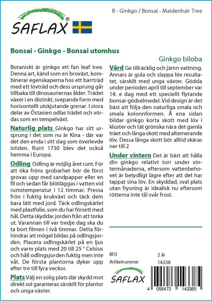 SAFLAX Garden in the Bag - Бонсай - Дерево девичьего волоса - 4 семени - С субстратом в подходящем пакете - Гинкго двулопастный