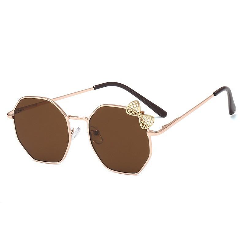 Детские солнцезащитные очки с металлическим многоугольником и бантом для мальчиков и девочек, детские уличные очки UV400