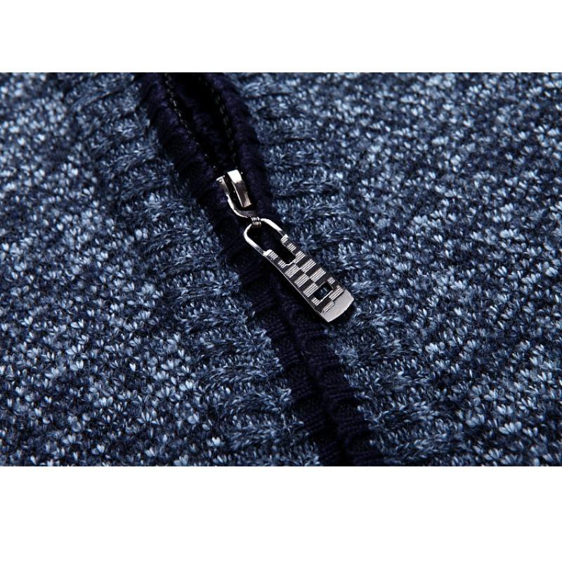 2024 Осень/Зима свитер кардиган мужской толстый теплый свободный большой размер воротник-стойка молния модный трикотаж