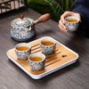 1 Set Tea Set Ceramic Tea Set Flower Printed Tea Pot Household Tea Set Creative Tea Pot With Handle Ceramic Reusable Cups For Home Outdoor Travel Room